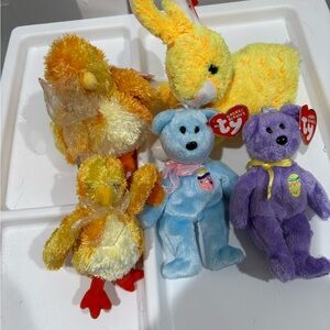 Ty Plush Toy Collection - Yellow, Orange, Blue, and Purple